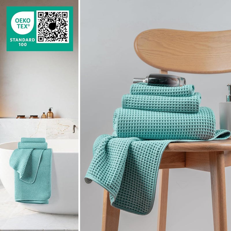 MICROFI New Microfiber Waffle Bath Towels, 3 Pieces, Oversized, Soft, Absorbent, Fast Drying, Lint Free, Includes Bath, Face and Hand Towels - Image 4